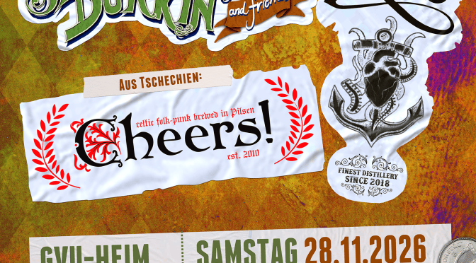 Flyer for Muirsheen Durkin and Friends 15th Arnsberger Irish-Celtic-Folk-Punk-Night, 28 November 2026