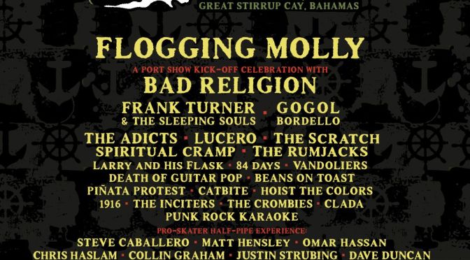 Flogging Molly's Salty Dog Cruise 2026 lineup poster, October 25-30, Miami to Cozumel and Great Stirrup Cay