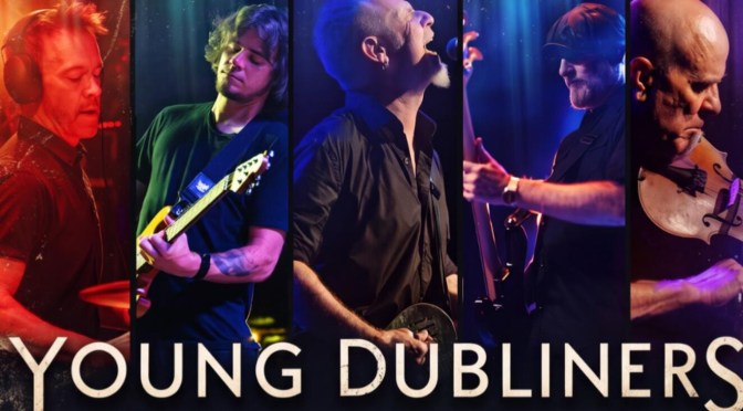 The Young Dubliners on stage, from The Rising Road Tour poster
